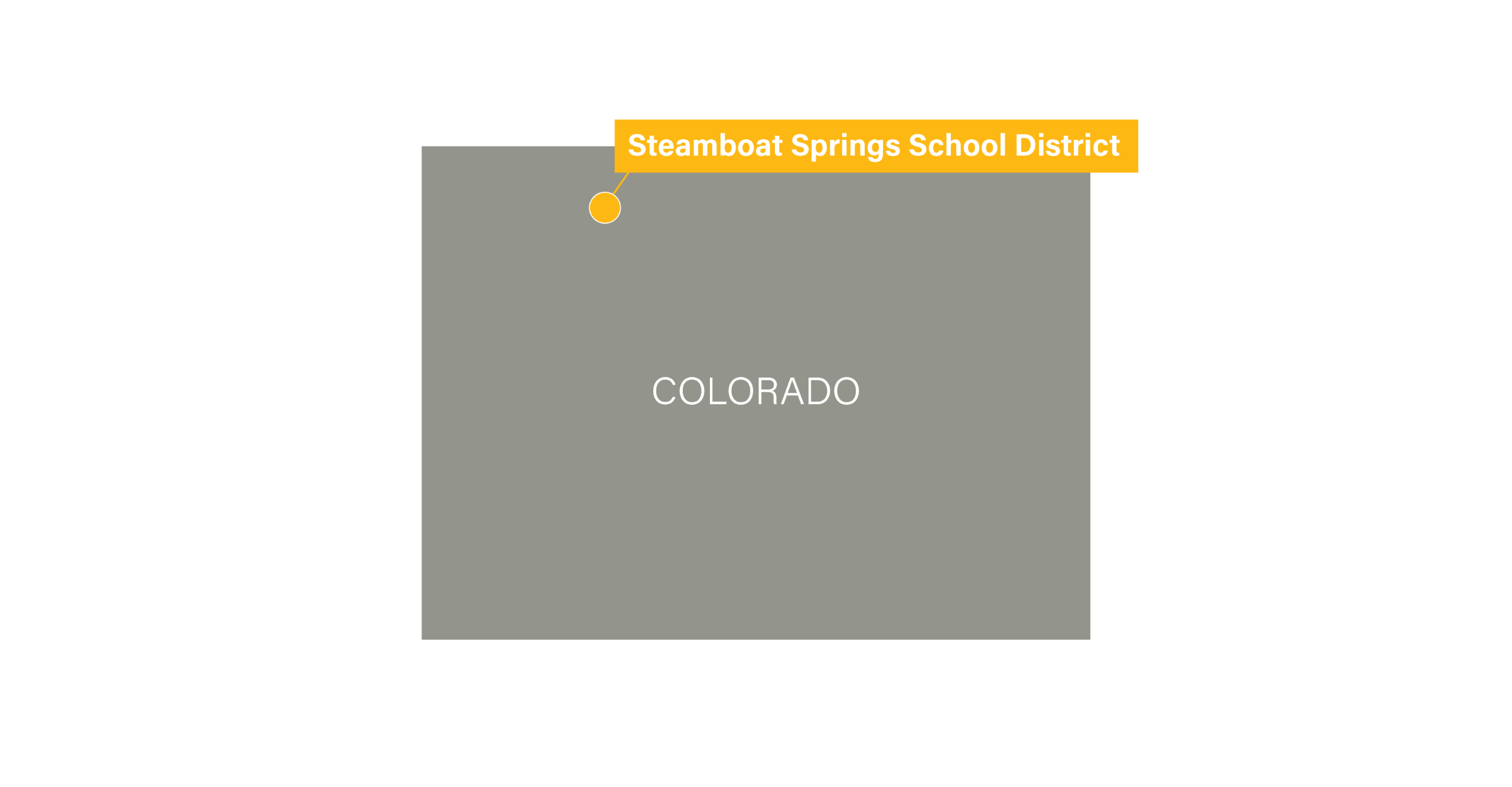 Map of Colorado showing location of Steamboat Springs School District