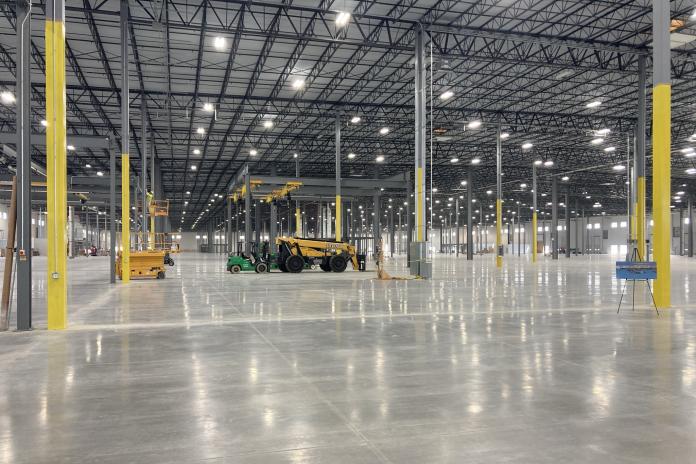 An empty electric school bus factory.