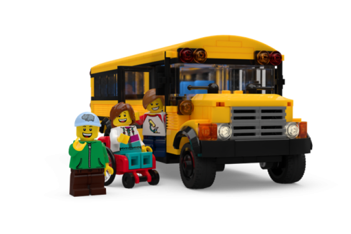 Lego characters school bus.