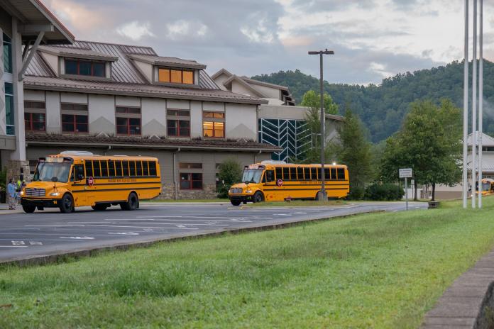 Electric school buses at Cherokee Central Schools.