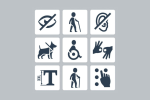 Nine symbols for disability and accessibility needs