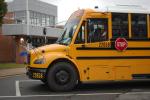 Electric school bus parked.