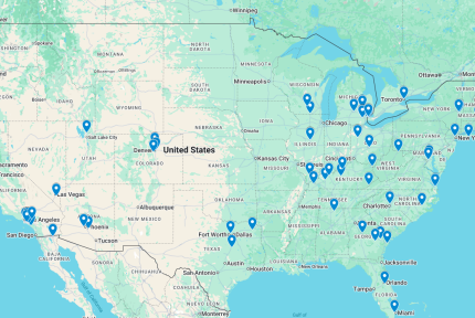 Map of EV technician database