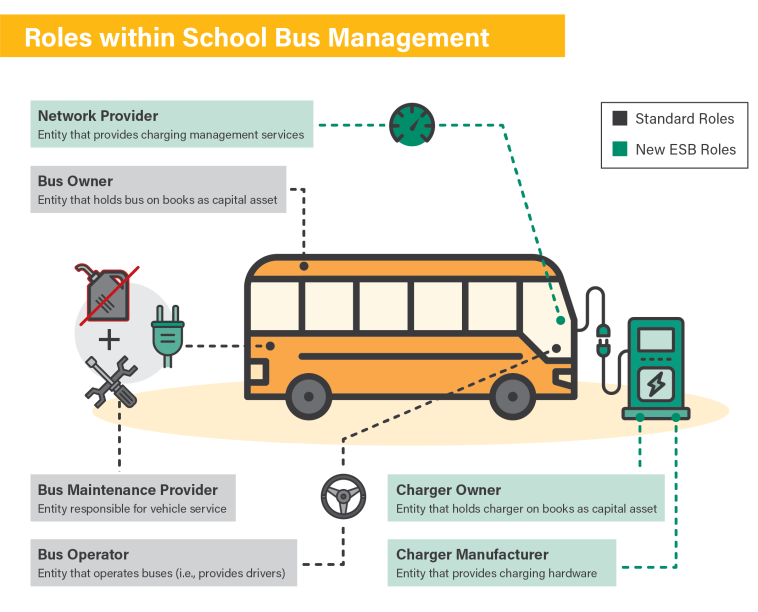A diagram showing roles within school bus management