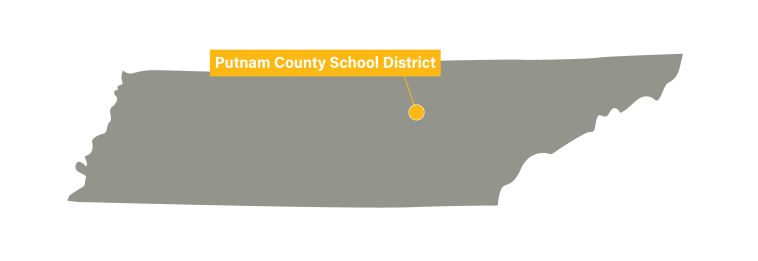 A map of Tennessee, with Putnam County highlighted.
