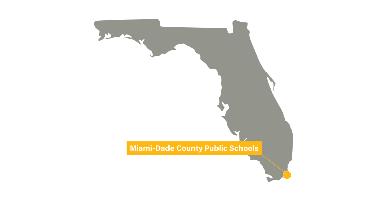 Map of Florida with Miami-Dade County Public Schools labeled.