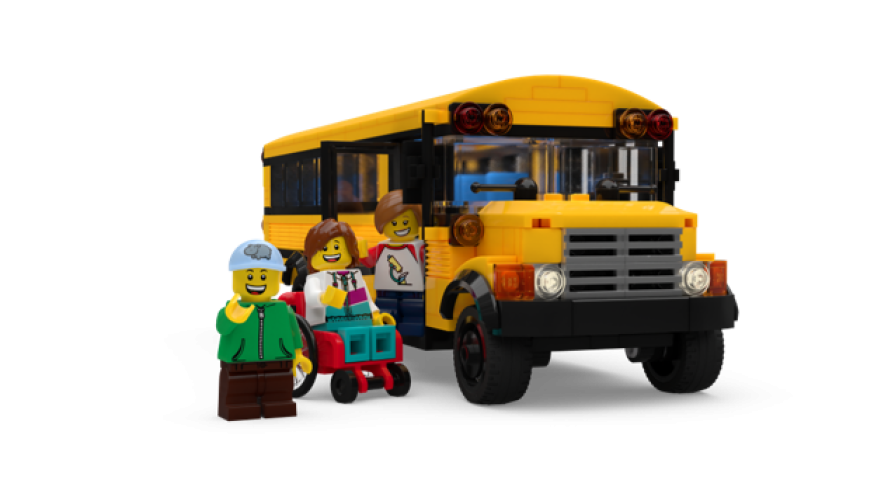 Lego characters school bus.